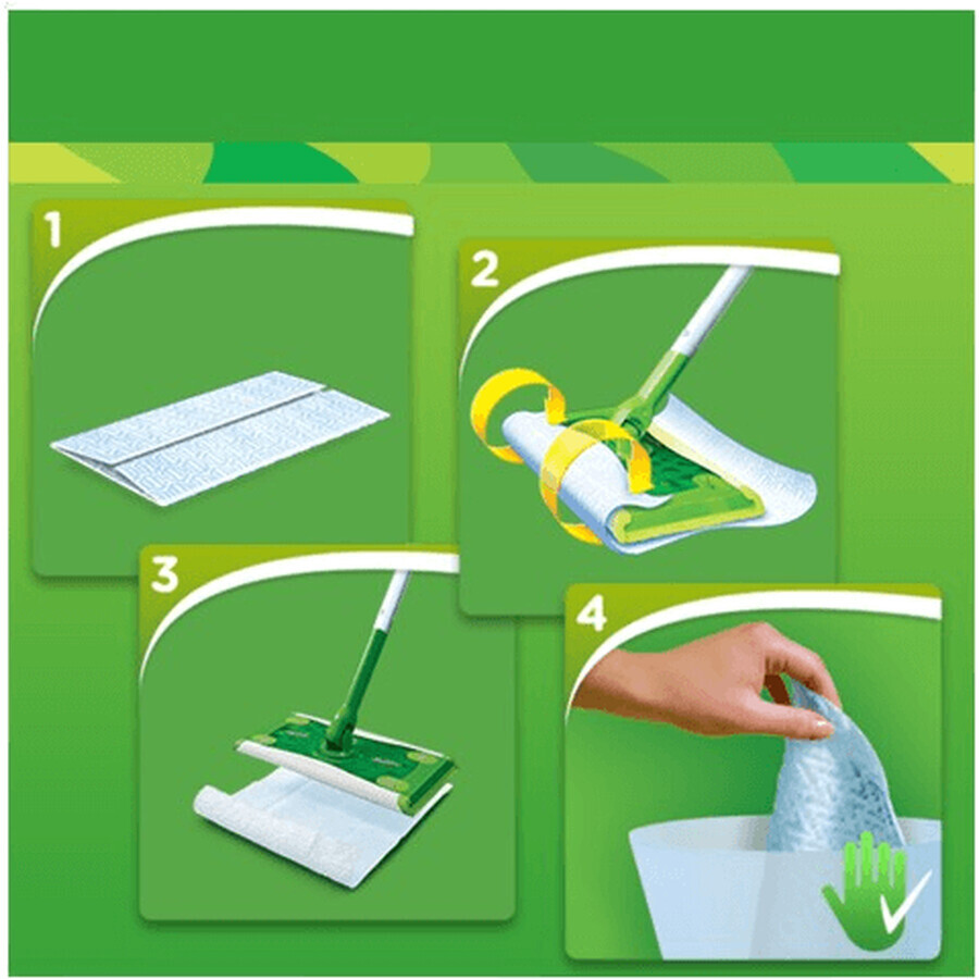 Swiffer Starter Set with 1 handle, 8 dry wipes and 3 cleaning cloths