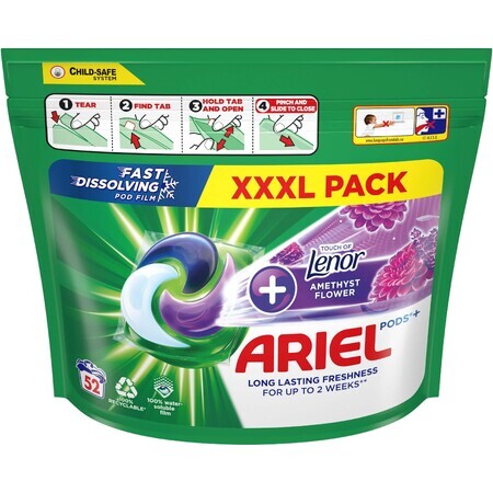 Ariel All-in-1 Pods Amethyst Flower Liquid Detergent 52 capsules