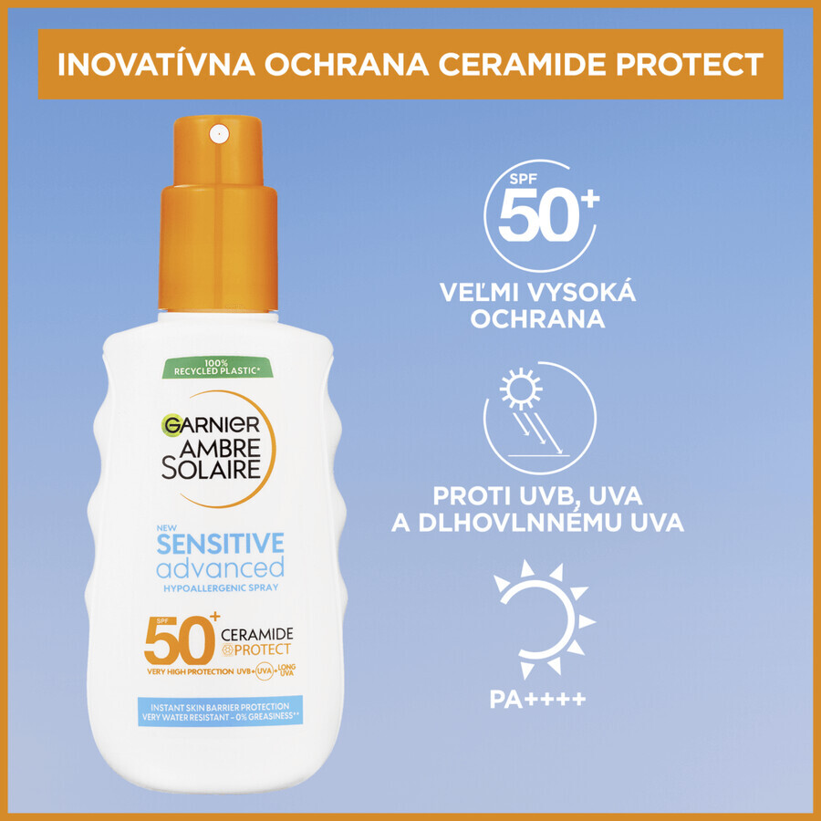 Garnier Ambre Solaire Sensitive Advanced Spray pentru ten ușor sensibil, SPF 50+, 150 ml