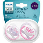 Philips Avent Ultra air text fopspeen 0-6m meisje 2 stuks