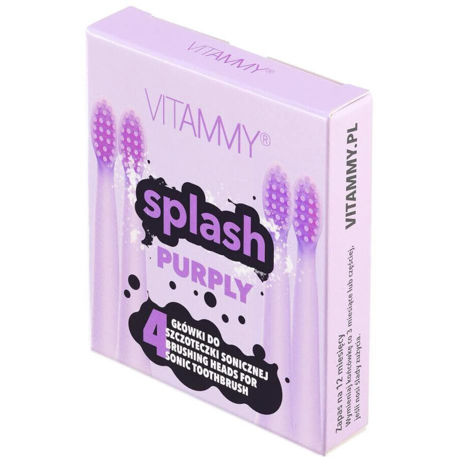 Vitammy SPLASH Manche de brosse à dents de remplacement violet 4 pièces