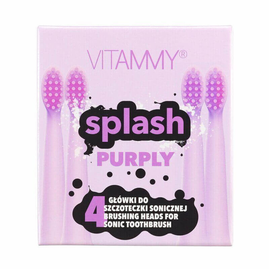 Vitammy SPLASH Manche de brosse à dents de remplacement violet 4 pièces