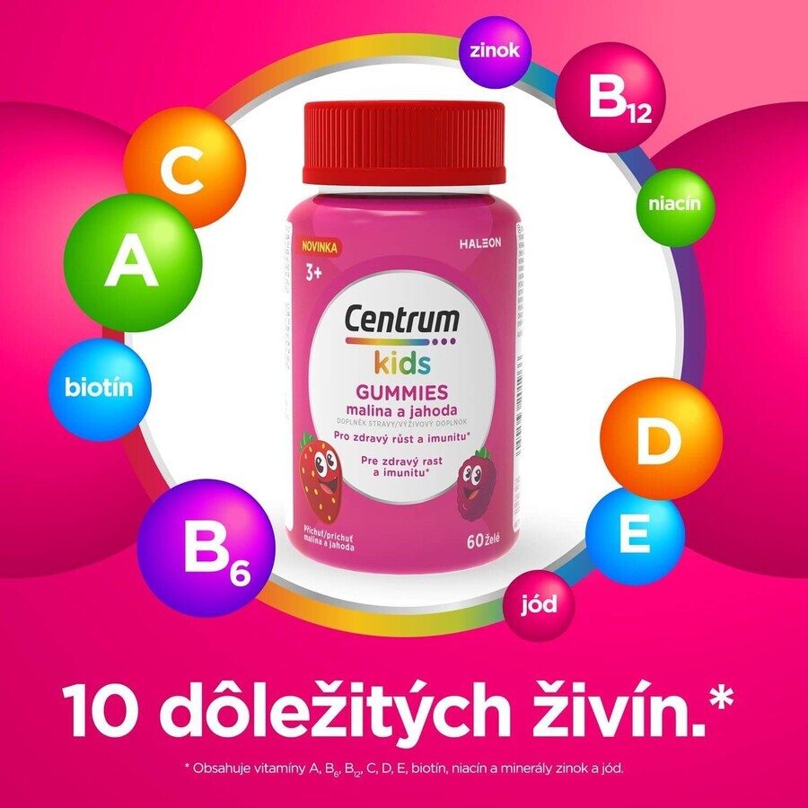 Centrum Kids Kids Gummies multivitaminas para niños jalea de frambuesa y fresa 60 unidades