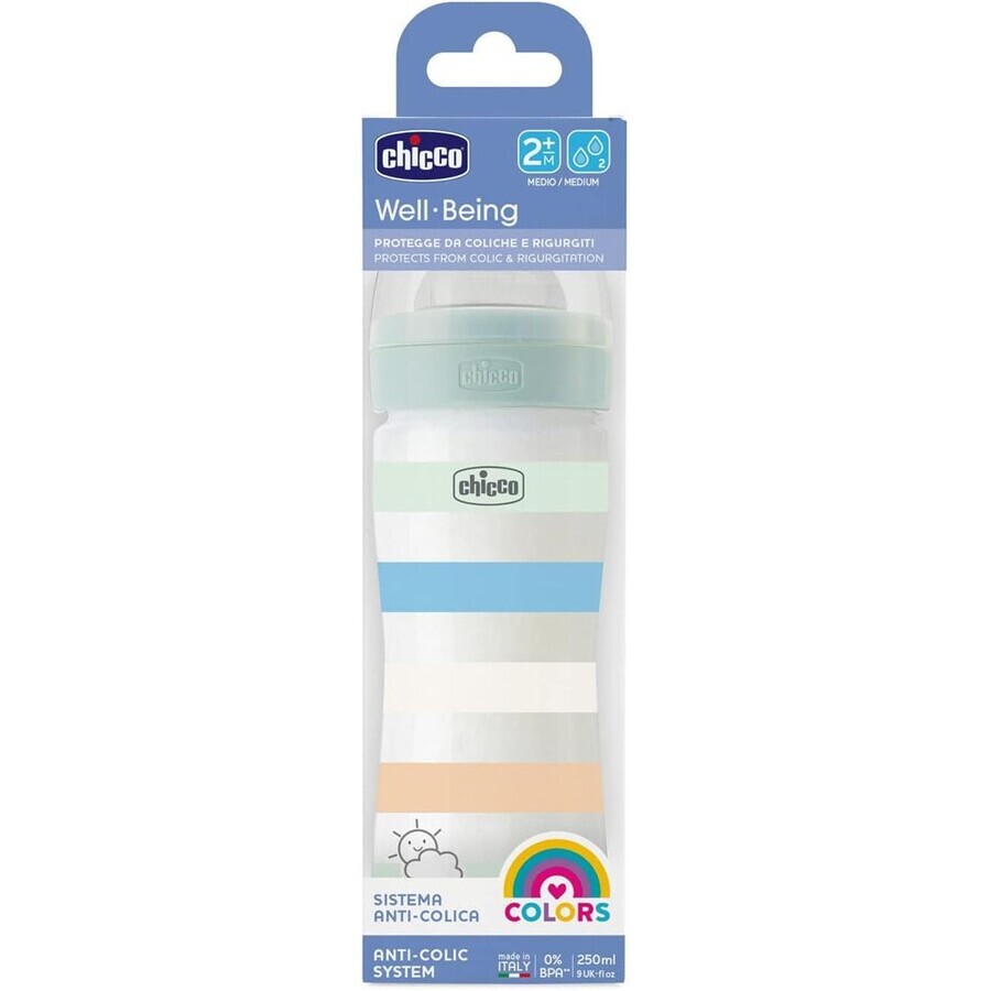 Chicco Babyfles Welzijn silicone jongen 250 ml