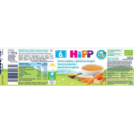 HiPP BIO Soupe de poulet à la semoule de blé 190 g