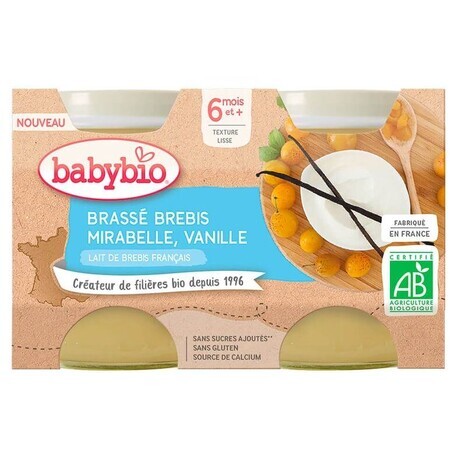 Babybio Lapte de oaie brasserie + mirabelle + vanilie 2 x 130 g