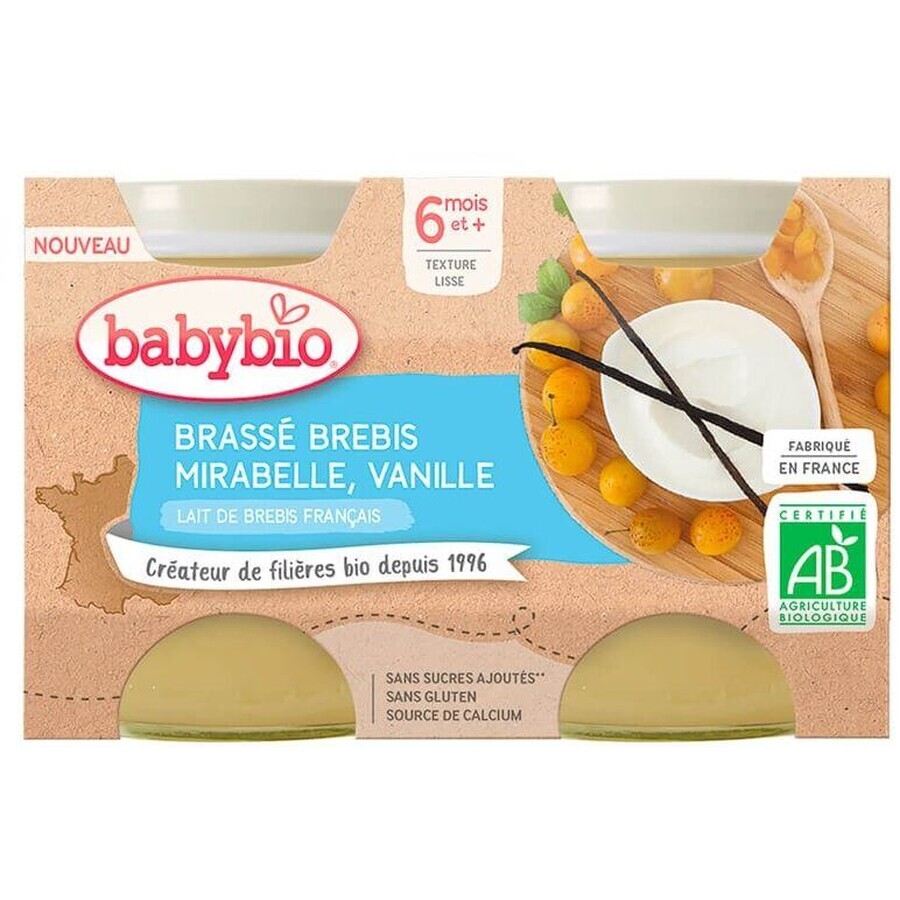 Babybio Lapte de oaie brasserie + mirabelle + vanilie 2 x 130 g