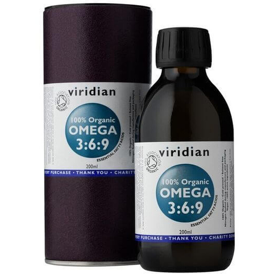 Viridian Huile 100% biologique Oméga 3:6:9, 200 ml