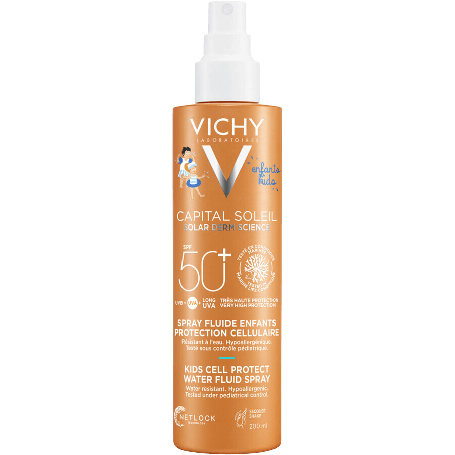 Vichy Capital Soleil Fluid Spray ook geschikt voor de gevoelige huid van kinderen SPF50+ 200 ml