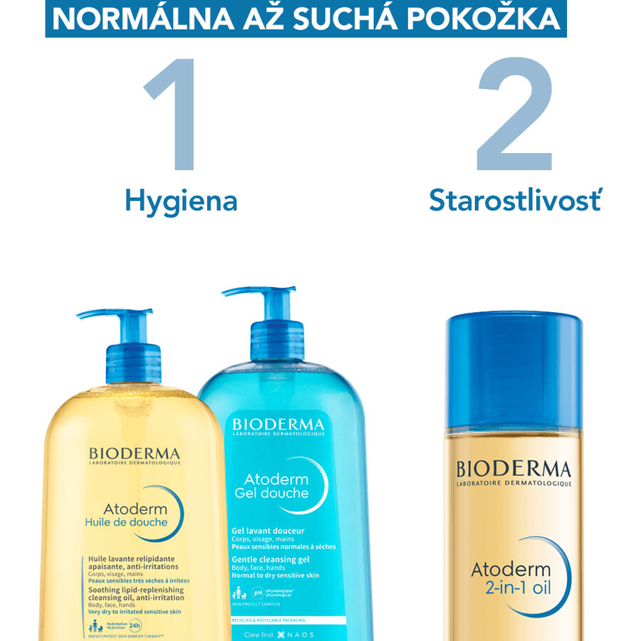 Bioderma Atoderm Oil 2in1, Ulei nutritiv uscat cu efect de înmuiere pentru pielea uscată 150 ml