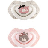 Canpol babies BONJOUR PARIS set di ciucci simmetrici in silicone 0-6m rosa BONJOUR PARIS 0-6m 2 pezzi