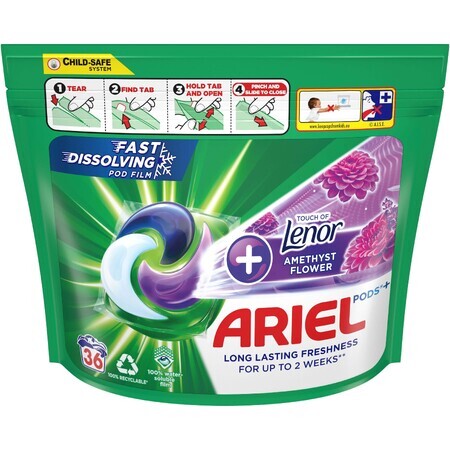 Ariel All-in-1 Pods Amethyst Flower détergent liquide 36 capsules