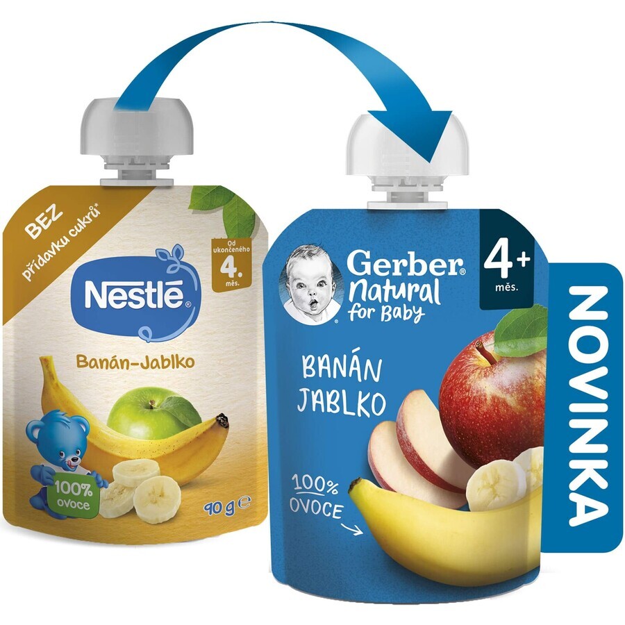 Gerber Natural pungă banană măr 4m+ 90 g