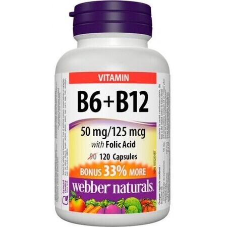 Webber Naturals Vitamin B6+B12+Folic Acid 120 tablets