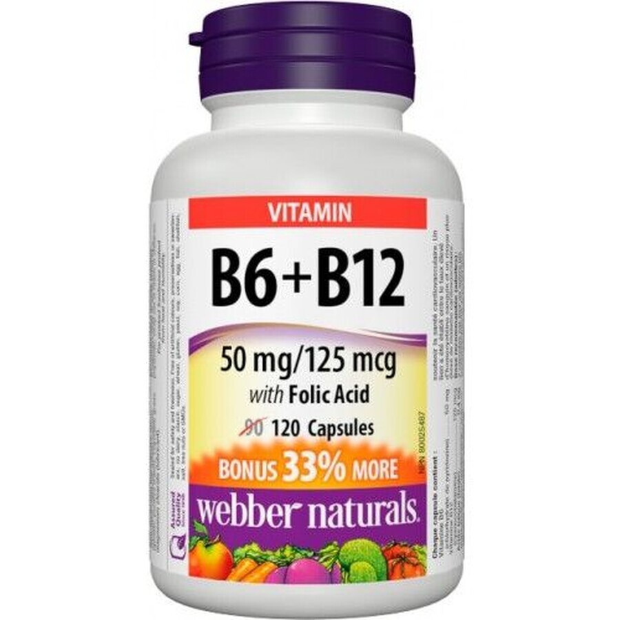 Webber Naturals Vitamin B6+B12+Folic Acid 120 tablets