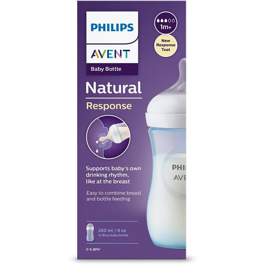 Philips Avent Natural Response Bottiglie 260ml, 1m+ blu