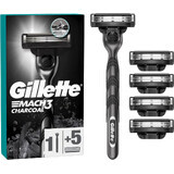 Gillette Mach3 Charcoal men's razor + 5 shaving heads