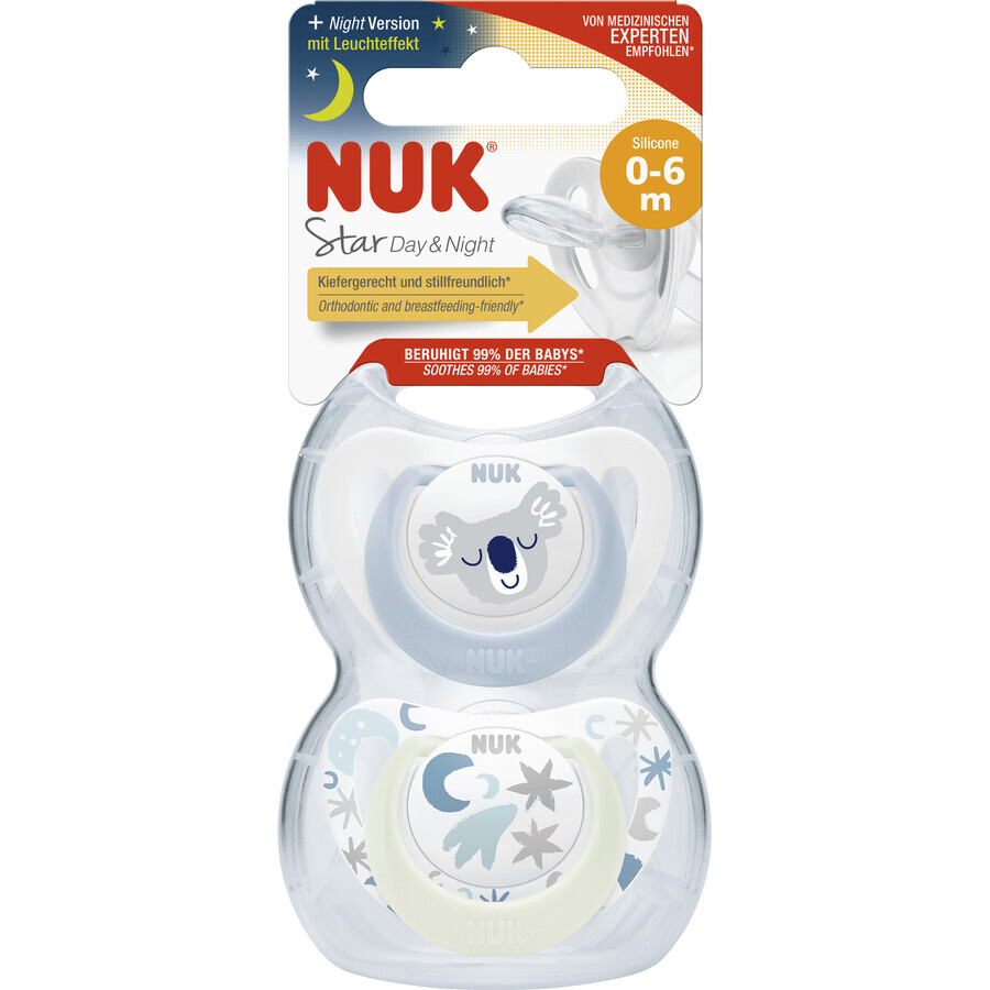 Nuk Soother Star Day & Night 0-6 m 2 pcs