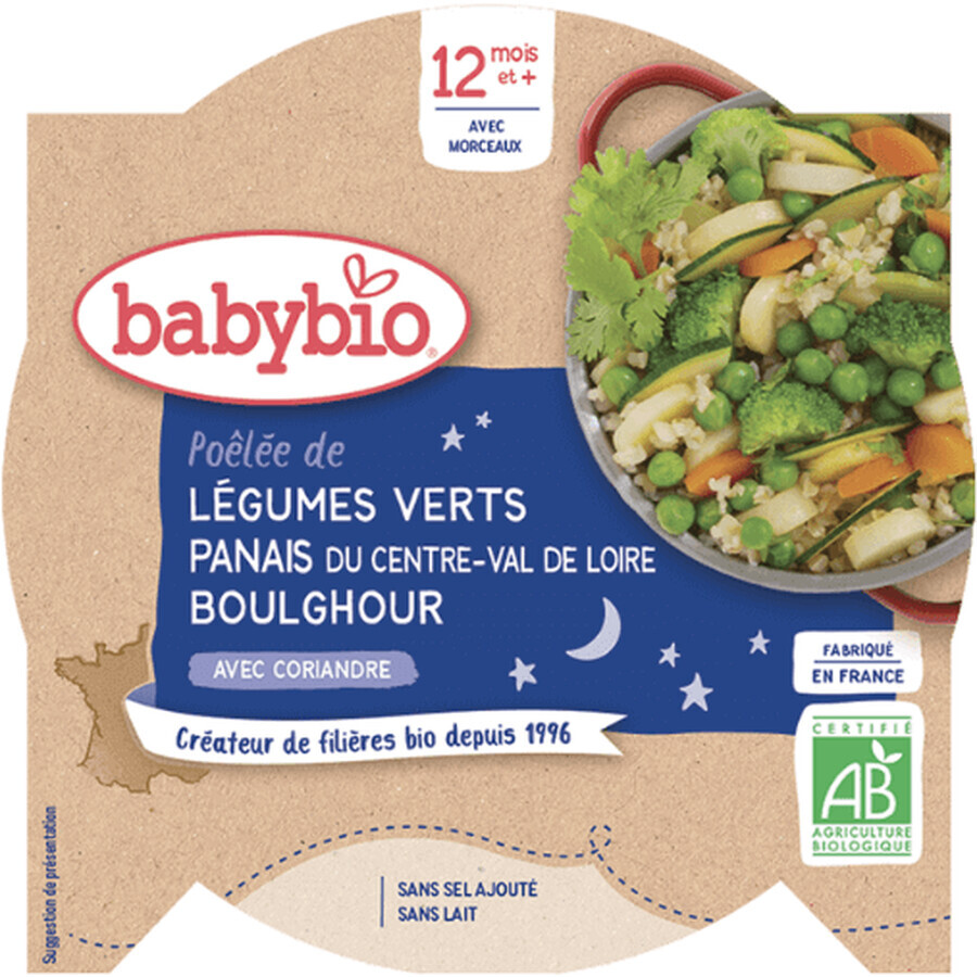 Babybio Good Night meniu Legume verzi, păstârnac și boulghour cu coriandru 230 g