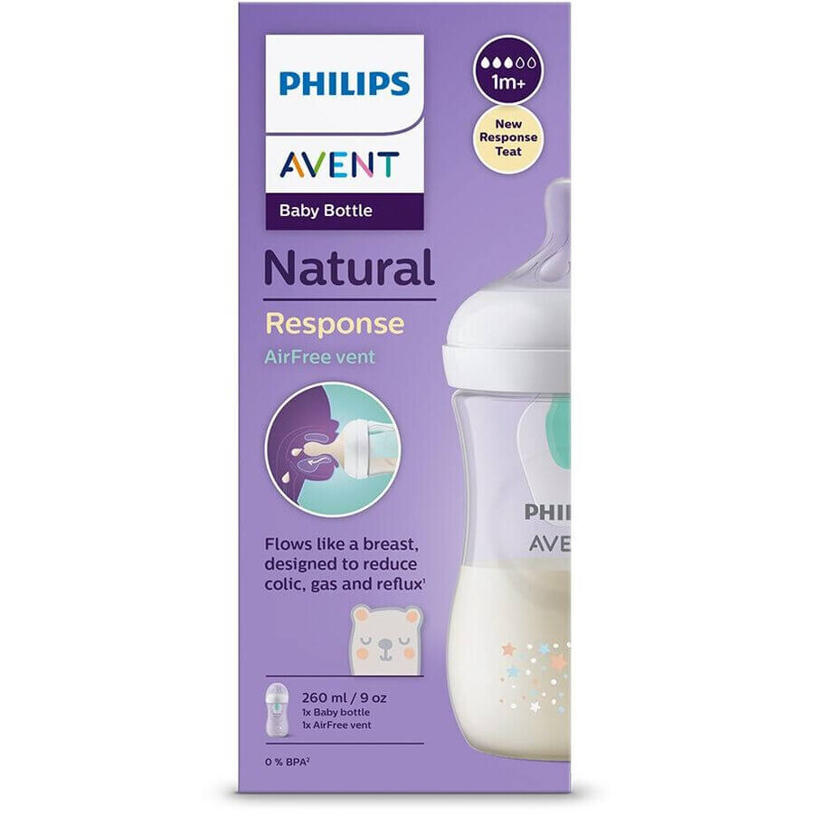 Philips Avent Natural Response Bottiglia con valvola AirFree 260 ml, 1m+ Orso