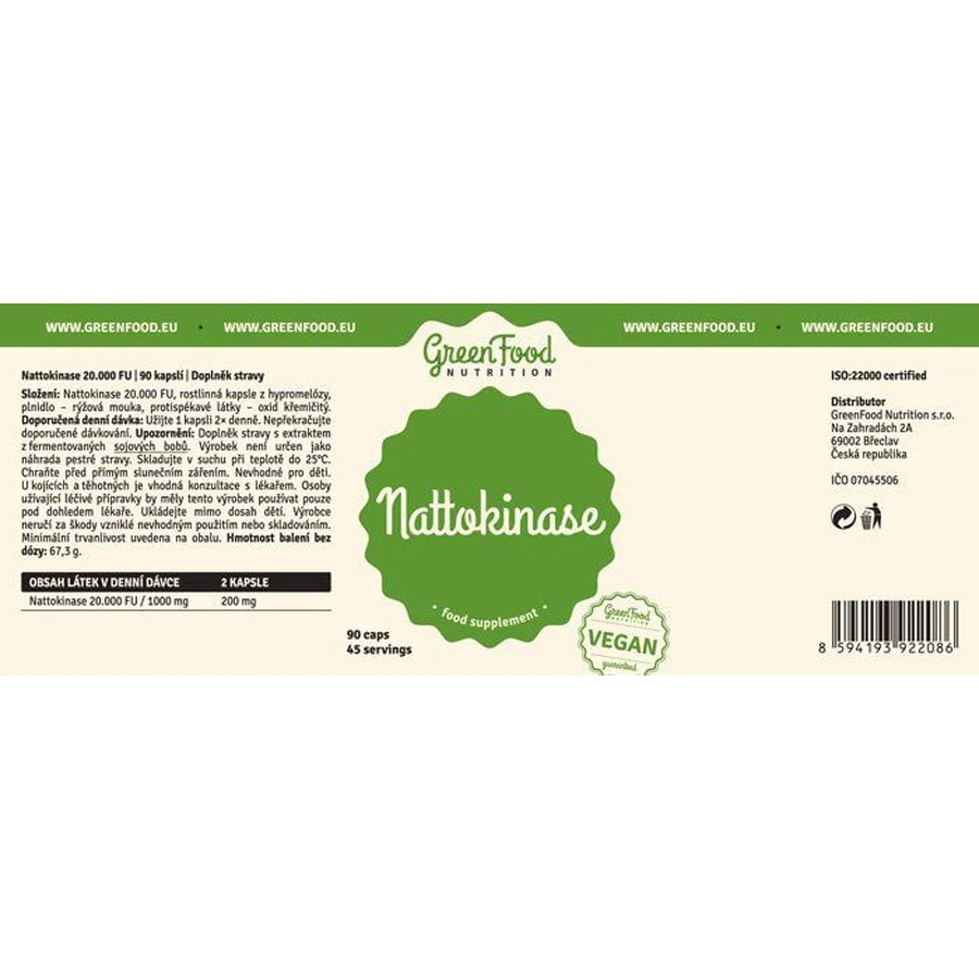 GreenFood Nutrition GreenFood Nattokinase 20.000FU 90 capsule