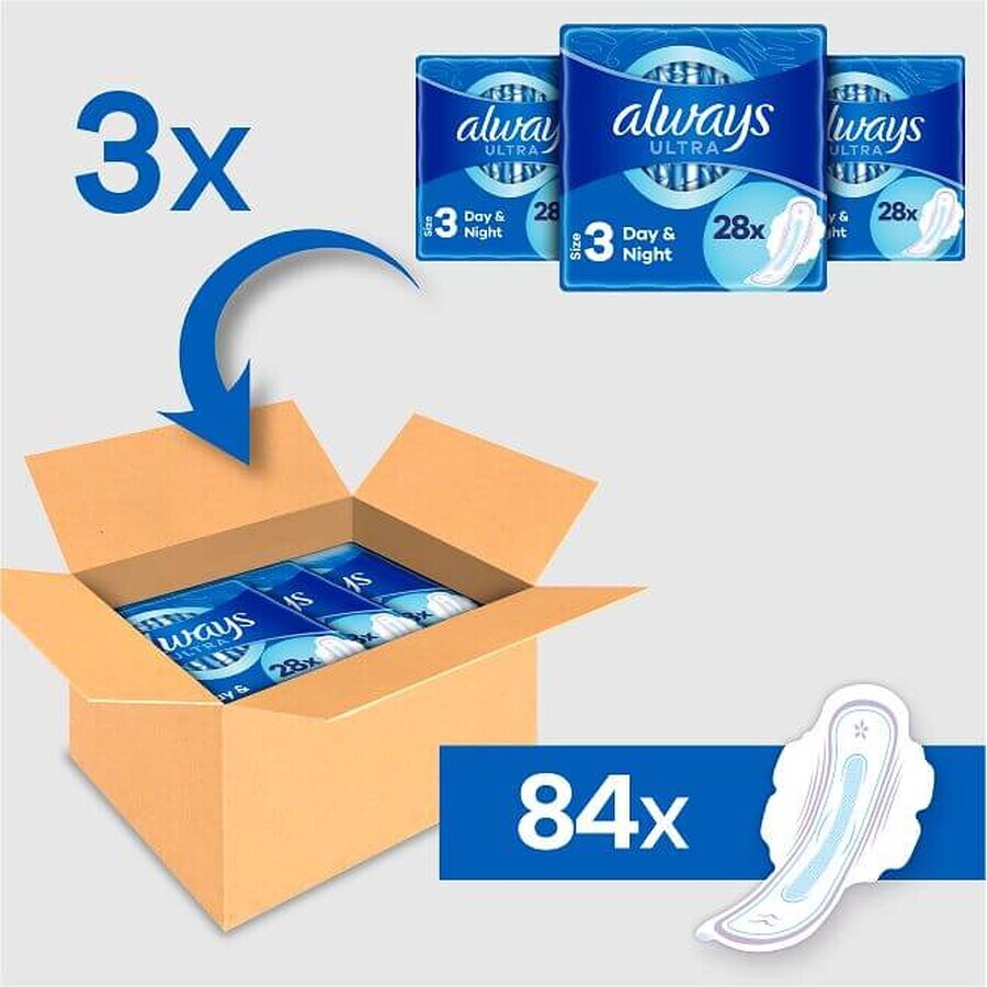 Always Ultra Sanitary Pads day and night (V3) with fins 84 pcs