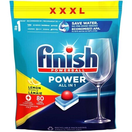 Finish Powerball All in 1 All in 1 Max Lemon tablettes pour lave-vaisselle 80 pcs