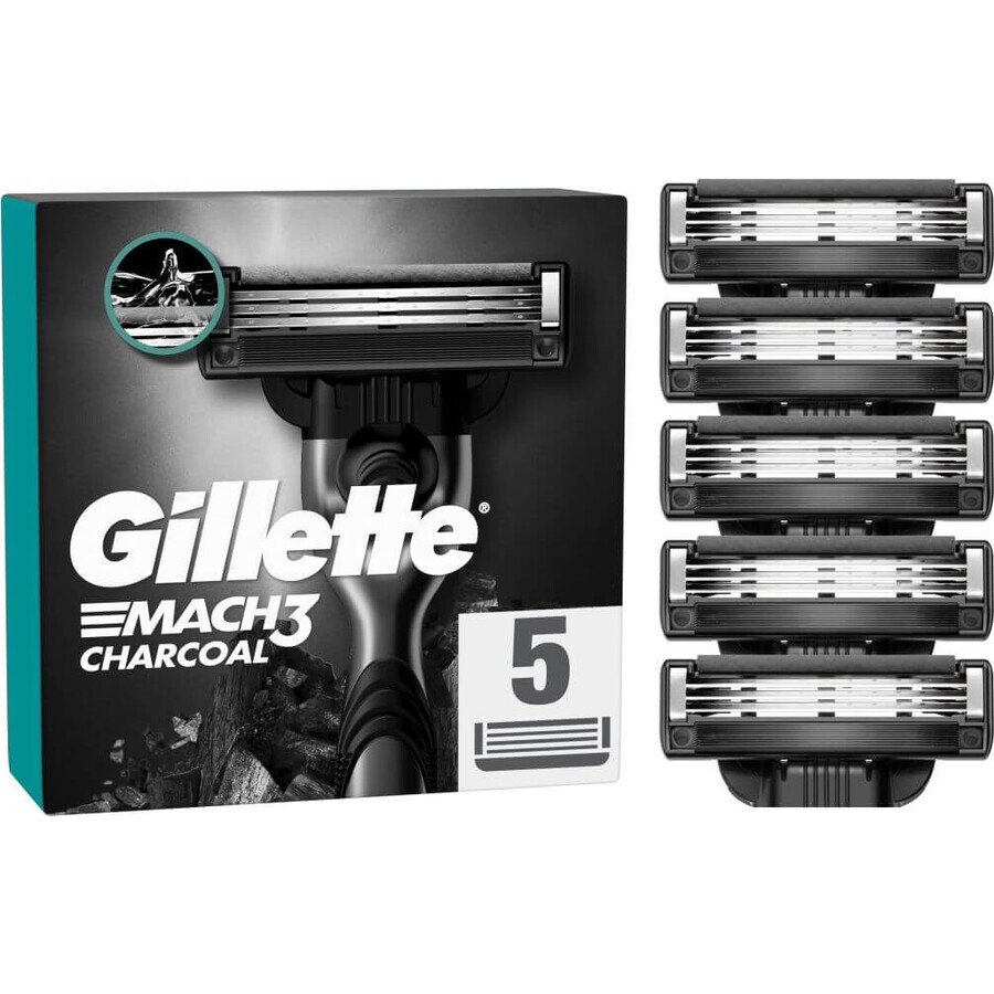 Cabezales de afeitado de recambio Gillette Mach3 Charcoal para hombre 5 piezas