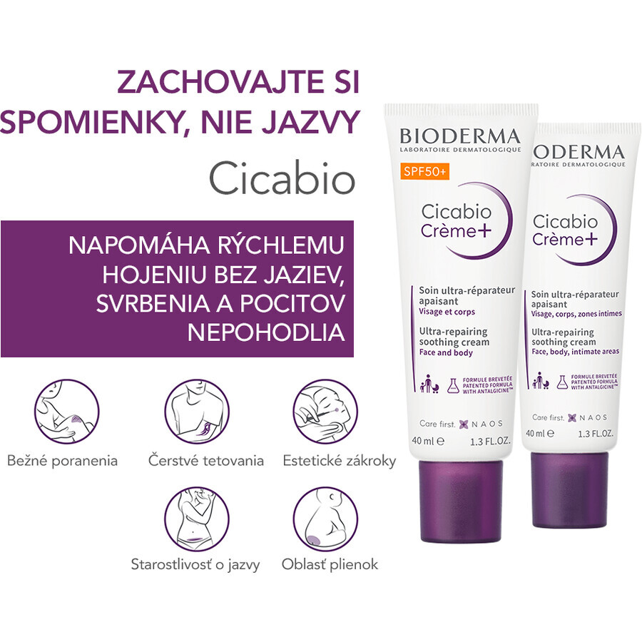 Bioderma Cicabio Cream+ SPF 50+ verzachtende en regenererende crème 40 ml