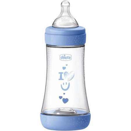 Chicco Perfect5 siliconen zuigfles, blauw 240 ml