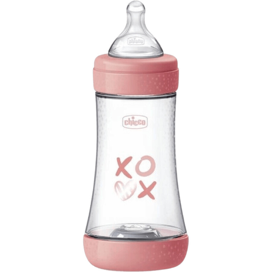 Chicco Perfect5 biberon in silicone, rosa 240 ml