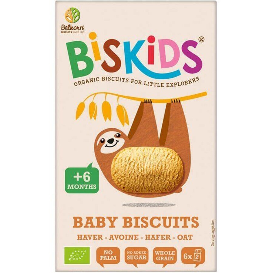 Belkorn BISkids Biologische Haverkoekjes voor kinderen zonder toegevoegde suiker 6M+ 120 g