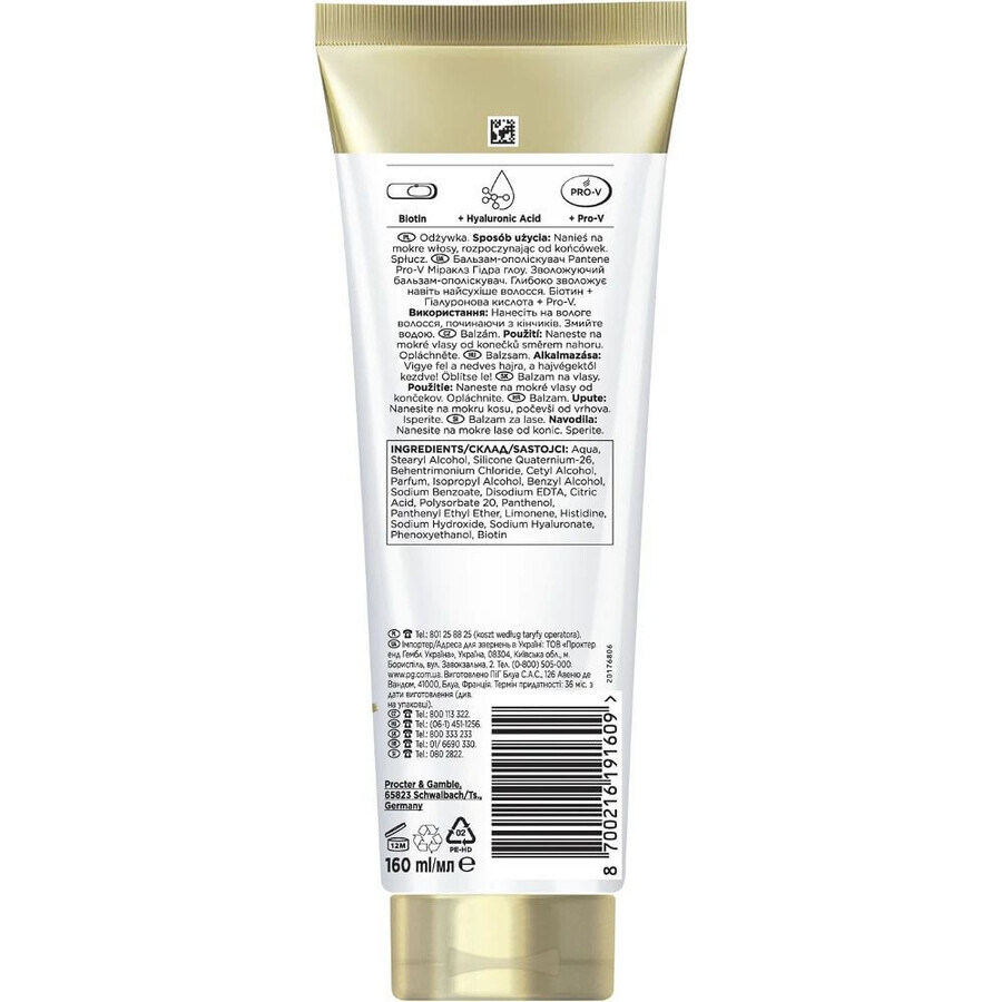 Pantene Pro-V Miracles Hydra Glow Hydraterende Conditioner, Conditioner voor droog en beschadigd haar met Biotine 160 ml