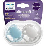 Philips Avent Fopspeen Ultrasoft Fopspeen Premium Neutraal 6-18m jongen 2 stuks