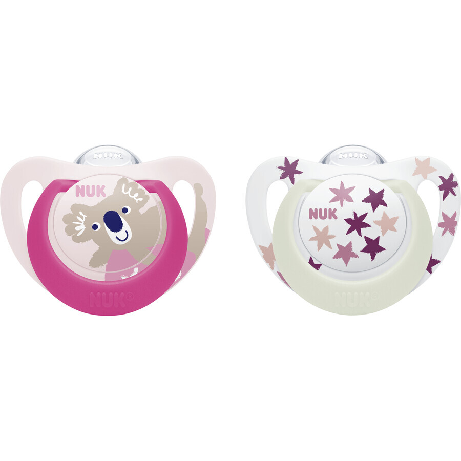 Nuk Soother Star Den&Night 6-18 m pink 2 pcs