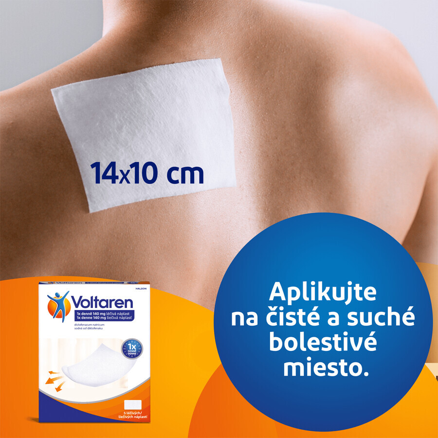 Voltaren medicinale pleister 1x daags bij rug-, spier- en gewrichtspijn 5 stuks