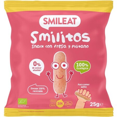 Smileat Organic Corn Crisps Smilitos with strawberry and banana flavor 25 g