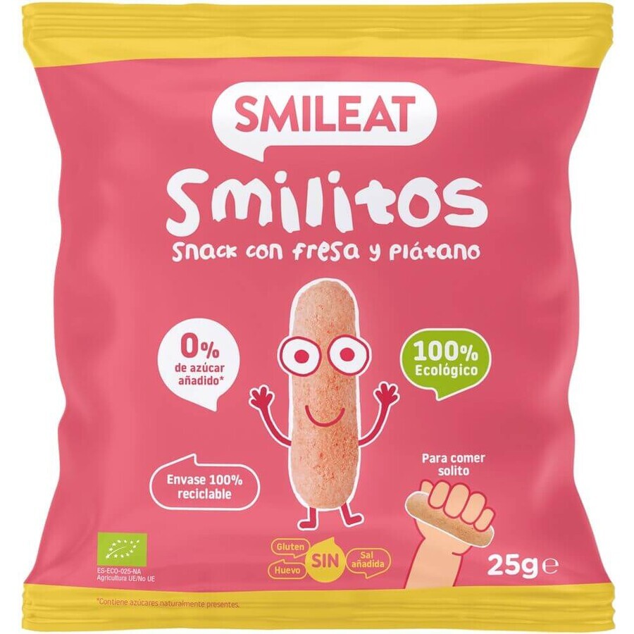 Smileat Organic Corn Crisps Smilitos with strawberry and banana flavor 25 g