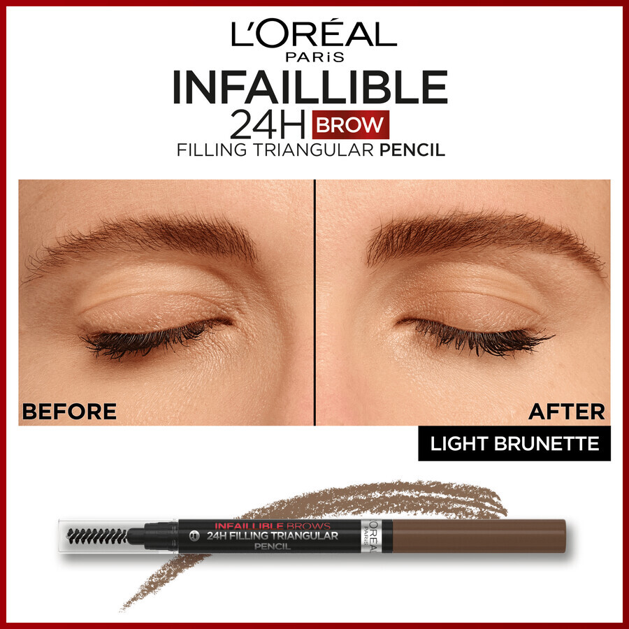 L'Oréal Paris Infaillible Brows 24H Vullend Driehoekig Potlood 05 Licht Brunette Wenkbrauwpotlood