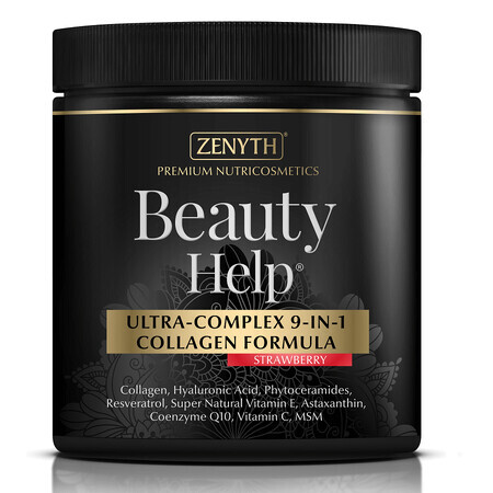 Beauty Help Ultra-Complex 9-in-1 Collageenformule met Aardbeiensmaak, 300 g, Zenyth