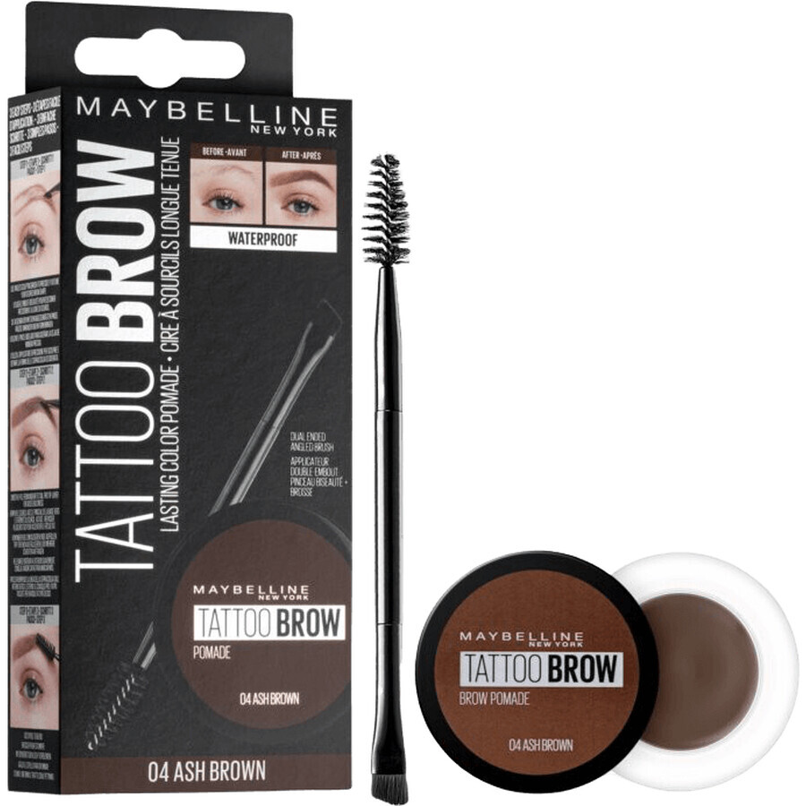 Maybelline New York Tatoo Brow Gel Wenkbrauw Pomade 04 Ash Brown 4 g