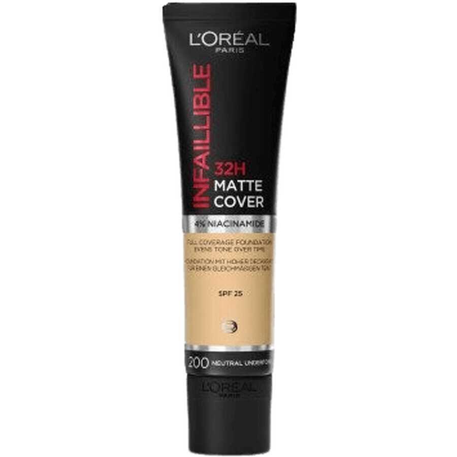 L'Oréal Paris Infaillible 32H Matte Cover 200 Goudkleurig zand, make-up dekking 30 ml