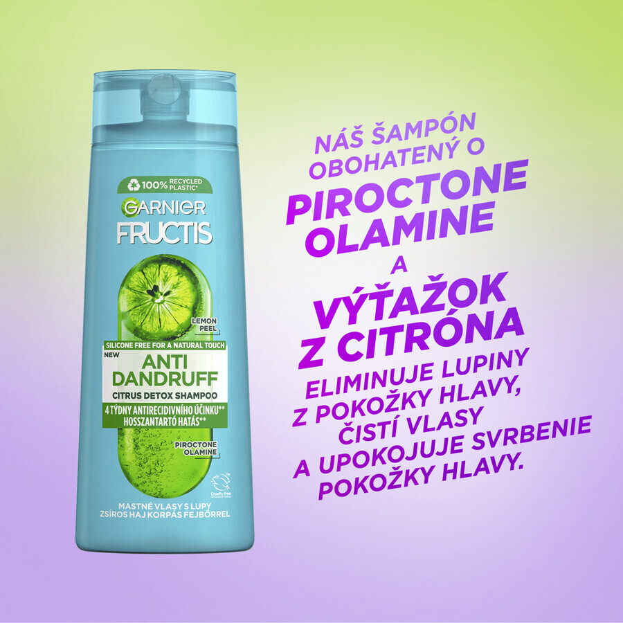 Garnier Fructis Antidandruff Shampooing Citrus pour cheveux gras avec pellicules, 250 ml