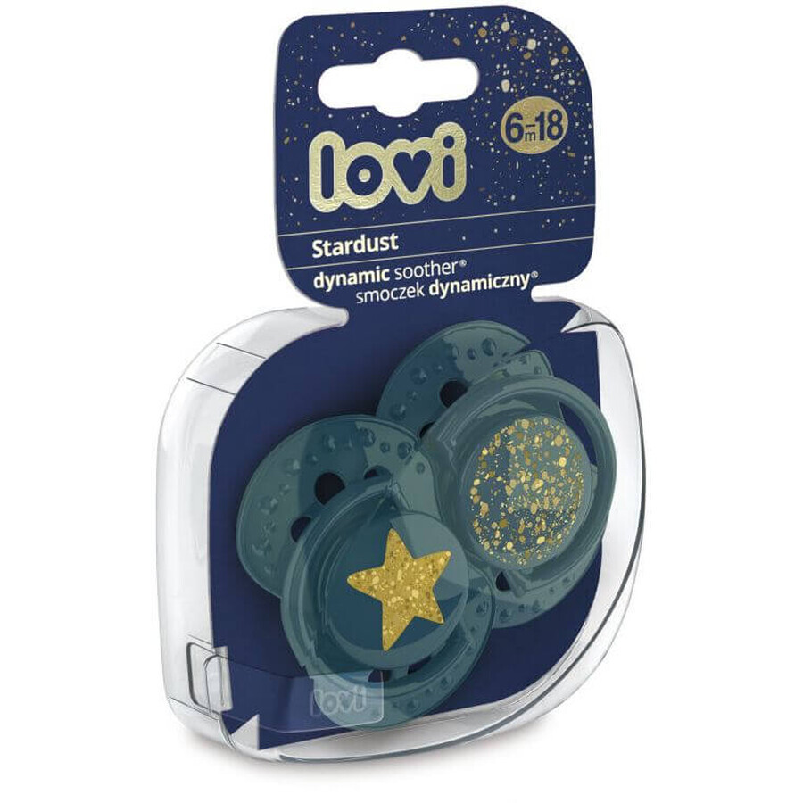 LOVI Silicone pacifier Dynamic Stardust Green 2 pcs