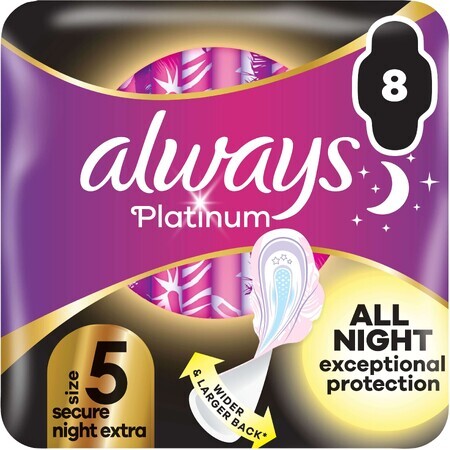 Always Platinum secure Night 8 extra maandverband met vleugels