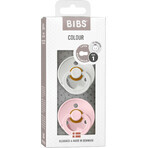 BIBS Colour succhietti in gomma naturale BIBS Colour - misura 1, Iron nighttime/Baby Blue nighttime, 2 pz.