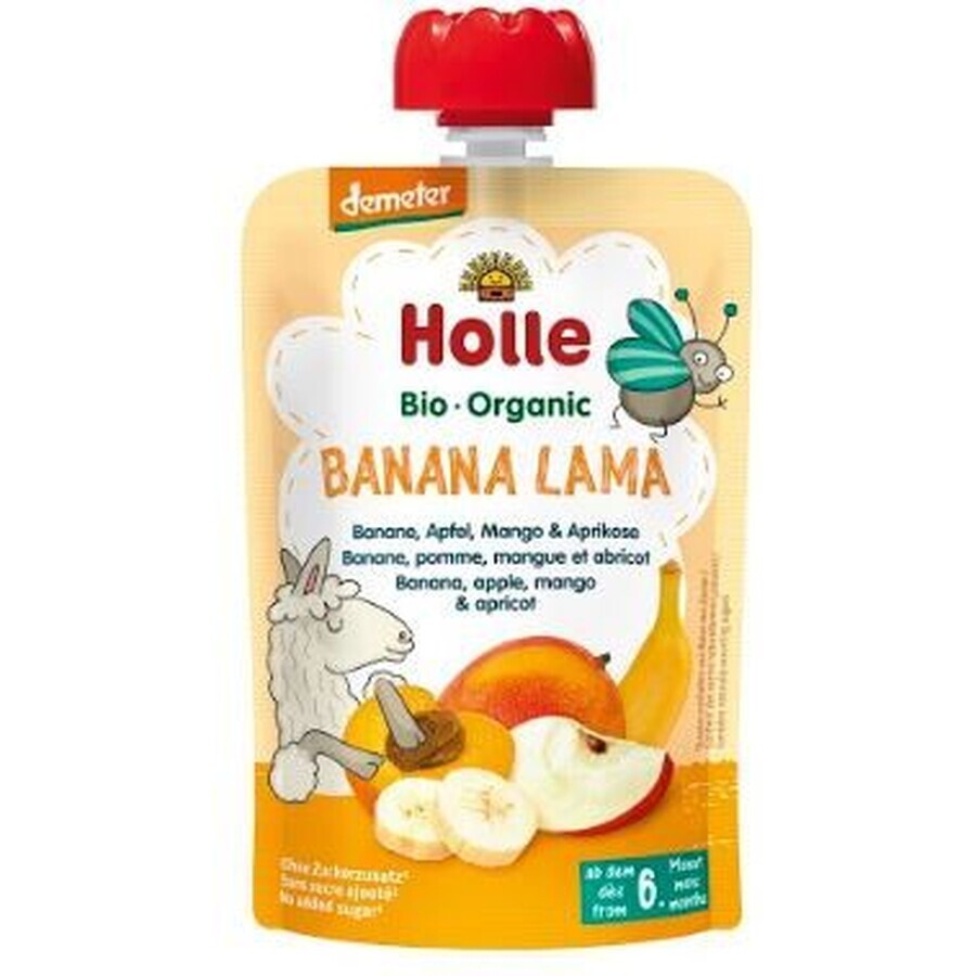 Holle Organic purée, Banana Llama, banane, pomme, mangue et abricot 100 g