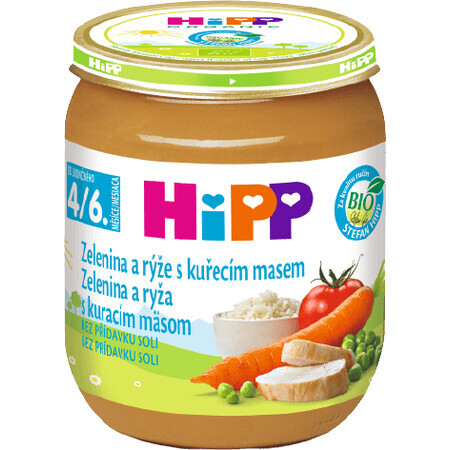 HiPP Biologische Groenten en Rijst met Kip, 1 x 125 g