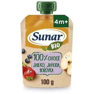 Sunar Capsula di frutta biologica mela, fragola, mirtillo 4m+ 100 g