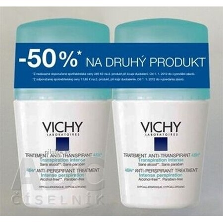 Vichy DEO ANTI-TRANSPIRANT, Antitranspirant 48H Intense Duo Hypoallergeen 2 x 50 ml